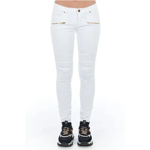 Weiße Baumwoll Skinny Jeans Hose , Damen, Größe: S - Frankie Morello - Modalova