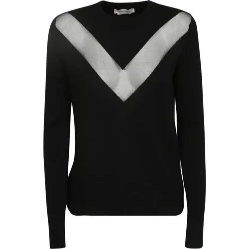 Schwarzer Transparenter Pullover mit Rundhalsausschnitt , Damen, Größe: XS - alexander mcqueen - Modalova