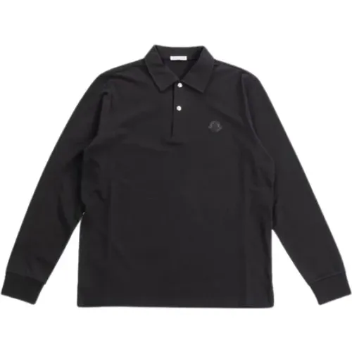 Schwarzes Langarm-Poloshirt aus Baumwollpiqué , Damen, Größe: XS - Moncler - Modalova