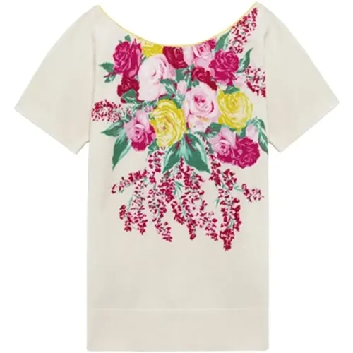 Blumenmuster Pullover mit V-Ausschnitt , Damen, Größe: S - Blugirl - Modalova