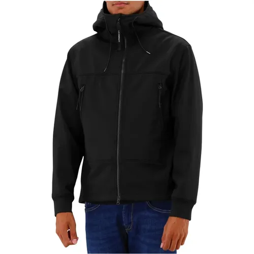 Schwarze Softshell Jacke mit Goggle Kapuze , Herren, Größe: 3XL - C.P. Company - Modalova