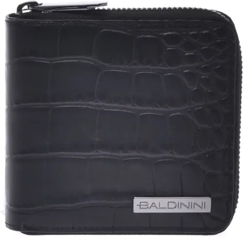 Wallet with zip in leather with crocodile print - Baldinini - Modalova