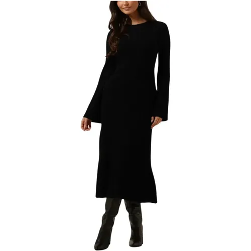 Schwarzes Wollkleid Eleganter Stil , Damen, Größe: M - Gestuz - Modalova