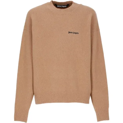 Wool Blend Sweater with Logo , male, Sizes: L, M, S - Palm Angels - Modalova