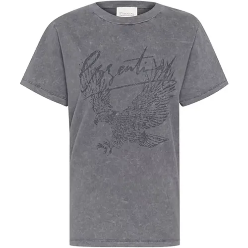 Cool Print Tee Top Medium Grey , female, Sizes: XS - My Essential Wardrobe - Modalova