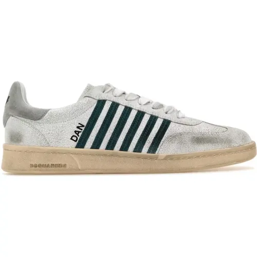 Weiße Leder Boxer Sneakers , Herren, Größe: 43 EU - Dsquared2 - Modalova