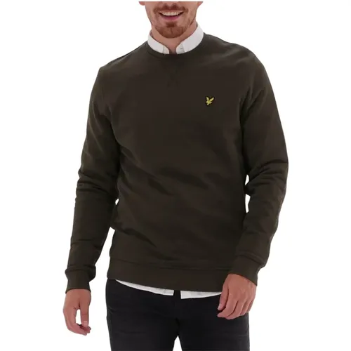 Herren Crew Neck Sweatshirt Olive , Herren, Größe: M - Lyle & Scott - Modalova