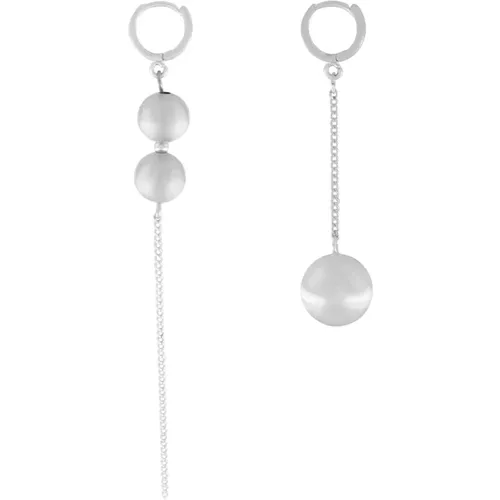 Asymmetrische Silberbeschichtete Huggies Ohrringe , Damen, Größe: ONE Size - Dansk Copenhagen - Modalova