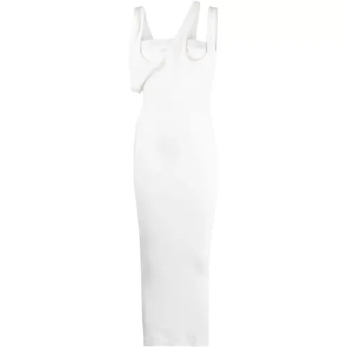 Ribbed Asymmetric Neckline Dress , female, Sizes: S, XS - The Attico - Modalova