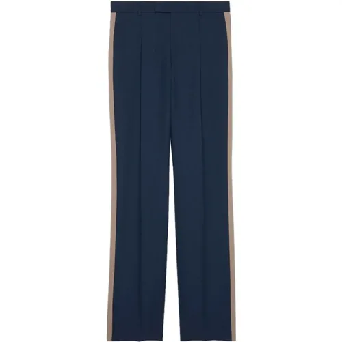 Navy Velvet Trim Trousers , male, Sizes: XL, L - Gucci - Modalova