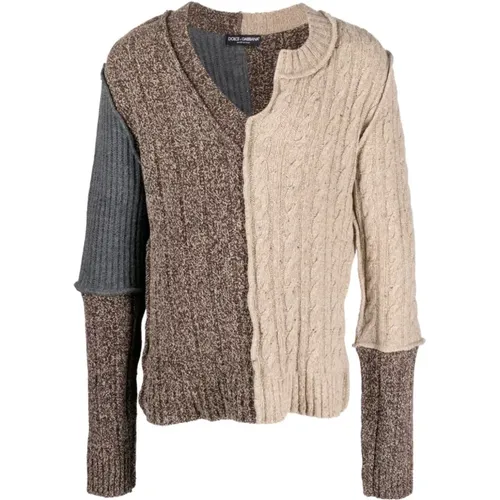 V-neck Sweaters , male, Sizes: L - Dolce & Gabbana - Modalova