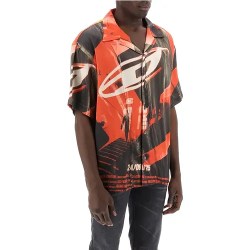 All-over Print Bowling Shirt , male, Sizes: S, M, L - Diesel - Modalova