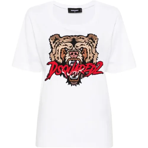 Weiße T-Shirts und Polos , Damen, Größe: M - Dsquared2 - Modalova