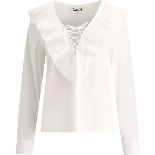 Ruffle Blouse Elegant Chic Style , female, Sizes: XL - Ganni - Modalova