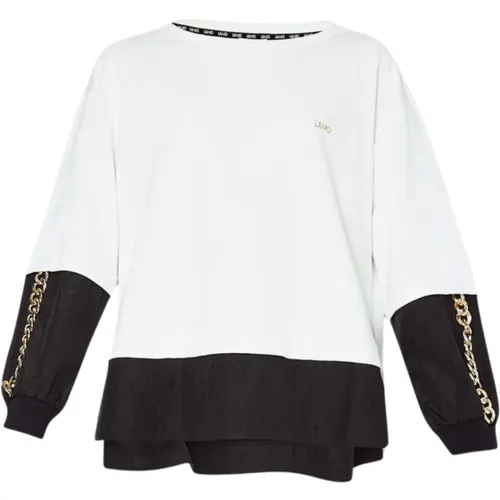 Damen Rundhals-Sweatshirt mit Kettenverzierung,Long Sleeve Tops - Liu Jo - Modalova
