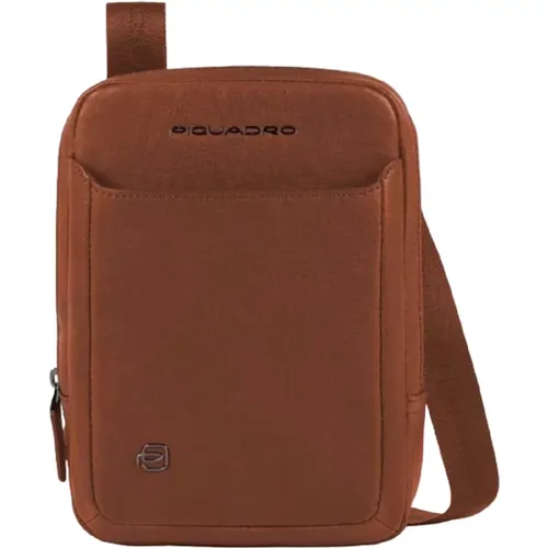 Braune Leder iPad Mini Tasche - Piquadro - Modalova