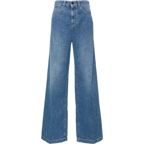 Blaue Gewaschene Denim Straight Leg Jeans , Damen, Größe: W30 - Emporio Armani - Modalova