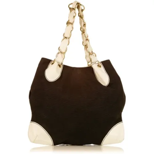 CC Canvas Leather Shoulder Bag , female, Sizes: ONE SIZE - Chanel Vintage - Modalova