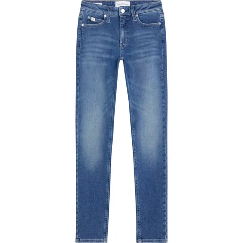 Blaue Skinny Jeans mit Mittlerer Taille , Damen, Größe: W30 - Calvin Klein - Modalova