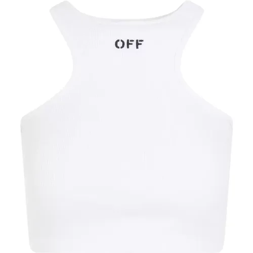 Off , Cotton Halterneck Logo Top , female, Sizes: 2XS, S - Off White - Modalova