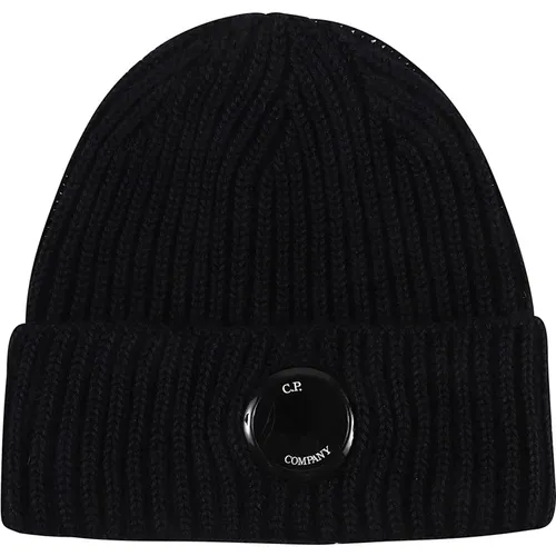 Blauer Rippstrick Beanie Hut - C.P. Company - Modalova