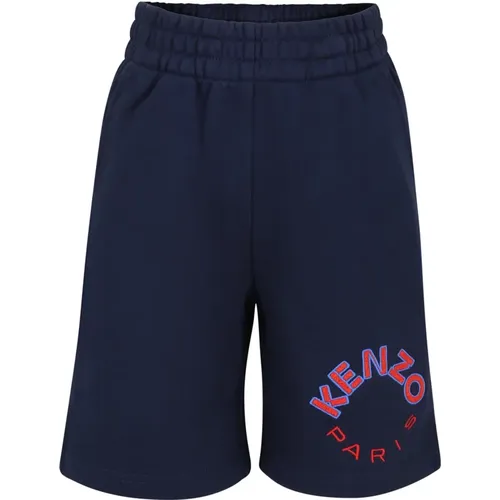 Blaue Sportliche Shorts mit Besticktem Logo - Kenzo - Modalova