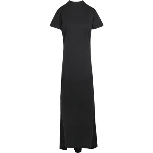 Cotton Straight Dress Korean Neckline , female, Sizes: M - Daniele Fiesoli - Modalova