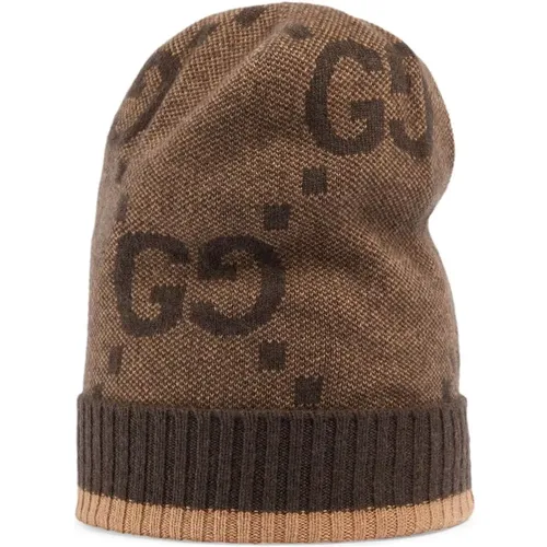 Intarsia-Knit Logo Hat , male, Sizes: M - Gucci - Modalova