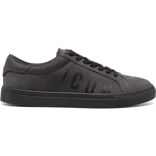 Grey Leather Logo Sneakers , male, Sizes: 6 UK, 8 UK, 9 UK, 7 UK - Dsquared2 - Modalova