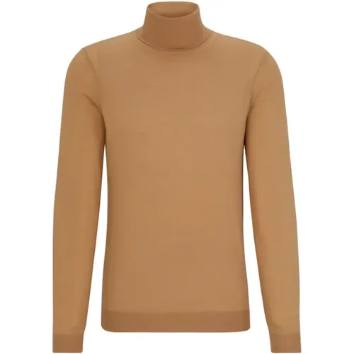 Slim Fit Rollkragenpullover in Beige , Herren, Größe: L - Hugo Boss - Modalova