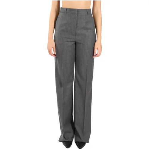 Straight Flannel Wool Pants Gong Model , female, Sizes: XS, S, L - Max Mara Studio - Modalova