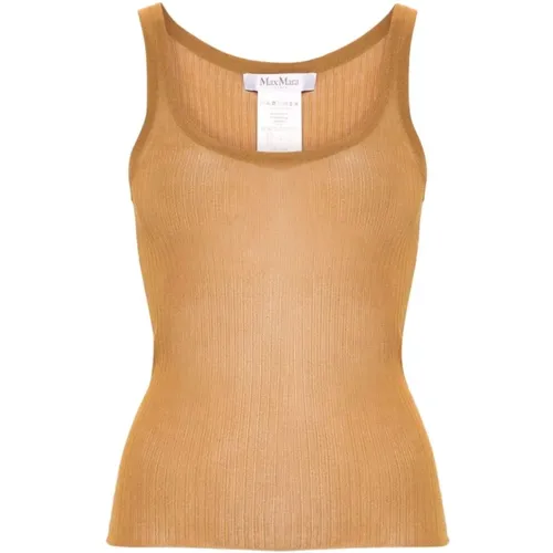 Cognac Braunes Seidenstricktop , Damen, Größe: S - Max Mara - Modalova