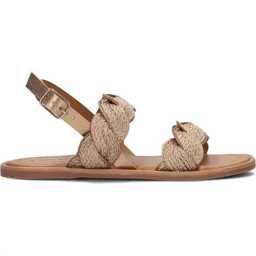 Goldene Braune Geflochtene Riemen Sandalen , Damen, Größe: 41 EU - Lina Locchi - Modalova