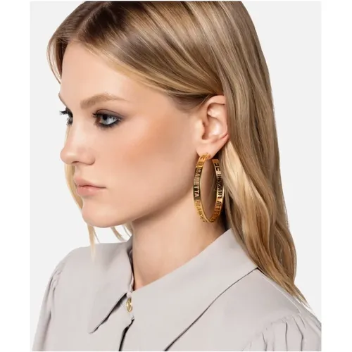 Gold Letter Hoop Earrings , female, Sizes: ONE SIZE - Elisabetta Franchi - Modalova