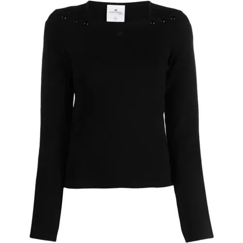 Neckline milano knit sweater , female, Sizes: L, XS, M - Courrèges - Modalova