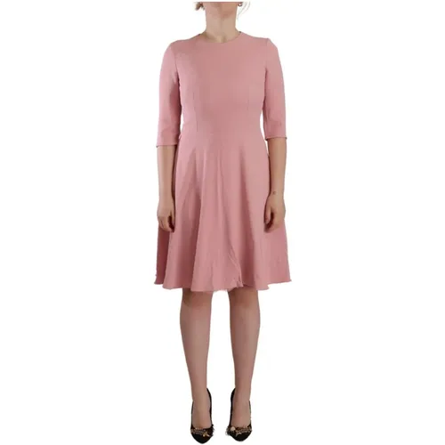 Rosa A-Linien-Kleid mit 3/4-Ärmeln - Dolce & Gabbana - Modalova