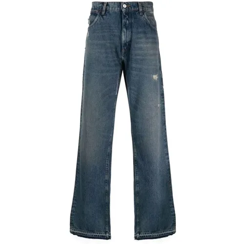 Zerrissene Straight-Leg Jeans , Herren, Größe: W34 - Amish - Modalova
