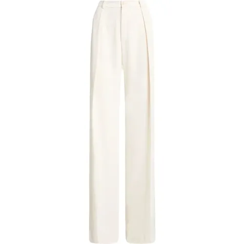 Pleated Slim Fit Full Length Pants , female, Sizes: 3XS, XS, 2XS - Ralph Lauren - Modalova