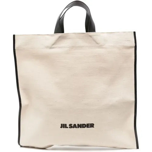 Canvas Leder Tote Tasche Schwarz - Jil Sander - Modalova