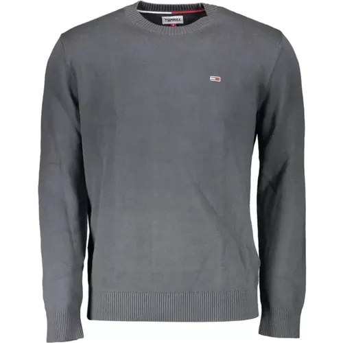 Graues Baumwollshirt mit Stickerei , Herren, Größe: XL - Tommy Hilfiger - Modalova