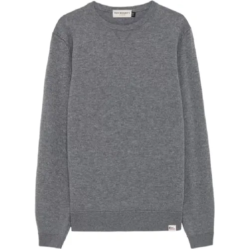 Grauer Woll-Kaschmir-Pullover Sweatshirt , Herren, Größe: L - Roy Roger's - Modalova