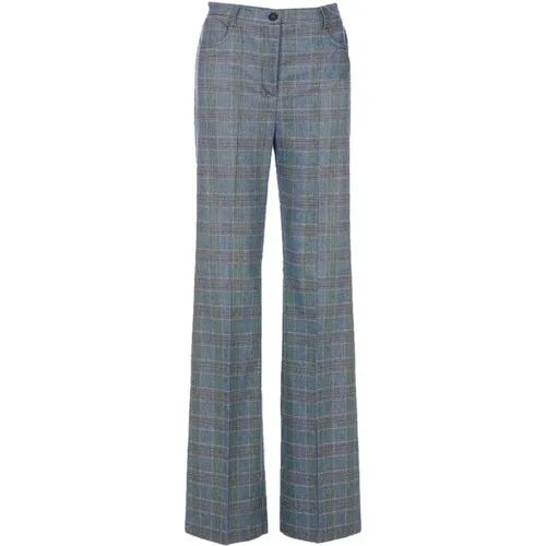 Flare-fit Wollmischhose Prince of Wales - pinko - Modalova