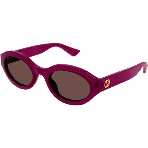 Lila Sonnenbrille Stilvoll Alltagstauglich,Burgundy/Brown Sonnenbrille GG1579S,Stylische Sonnenbrille Gg1579S - Gucci - Modalova