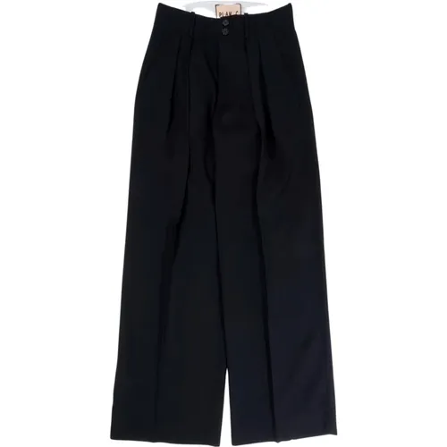 High-Waisted Wide Leg Pleated Pants , female, Sizes: XL - Plan C - Modalova