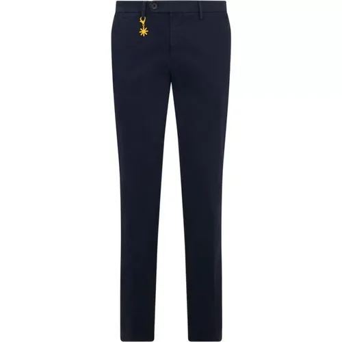 Navy Chino Hose mit Slim Fit und Markendetail - Manuel Ritz - Modalova