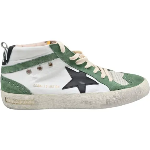 Mid Star Suede White Green Sneakers , male, Sizes: 9 UK - Golden Goose - Modalova