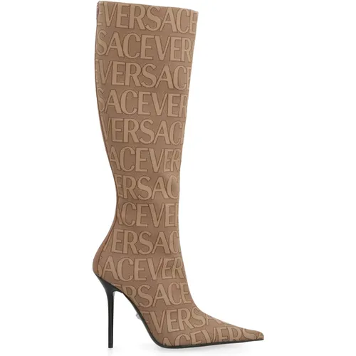 Jacquard Stoff Knie Stiefel Versace - Versace - Modalova