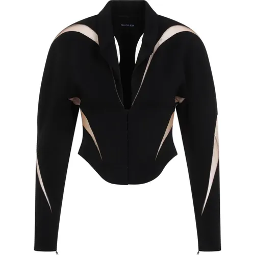 Black Nude Viscose Jacket , female, Sizes: XS, 2XS - Mugler - Modalova