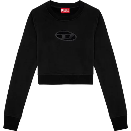 Cropped sweatshirt with cut-out logo , female, Sizes: S, L, M - Diesel - Modalova