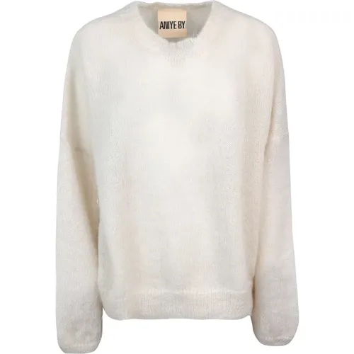 Loose Fit Ivory Sweater , female, Sizes: M, S - Aniye By - Modalova